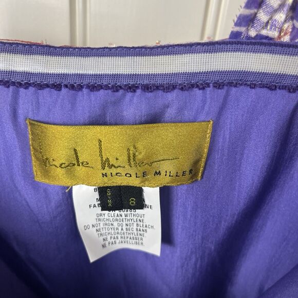 Nicole Miller Silk Blend Size 8 Cocktail 1 Shoulder Asymmetric Dress Glam Party - Picture 6 of 16